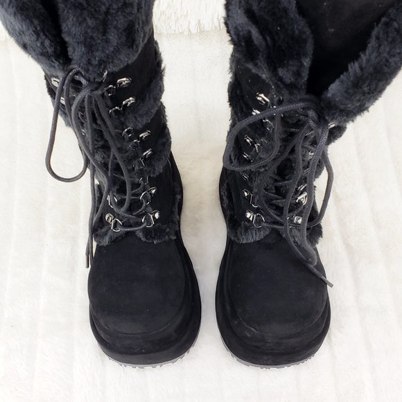 Furry Goth 202 Punk Platform Calf Boots Stomper RESTOCKED Bear - Picture 9 of 11